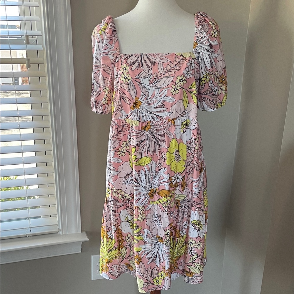 LOFT Floral Pink and Yellow Women's Dress